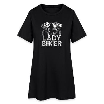 Motorrad - rasen - Motorradfahrer - Moped - Frauen T-Shirt-Kleid - Schwarz - Vorne