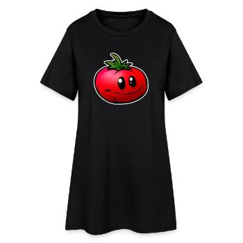 Fröhliche Cartoon Tomate Lächeln - Frauen T-Shirt-Kleid - Schwarz - Vorne