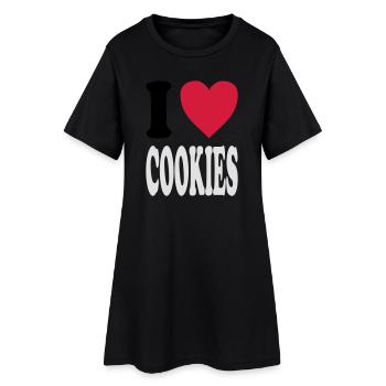 I love COOKIES (Farben anpassbar!) - Frauen T-Shirt-Kleid - Schwarz - Vorne