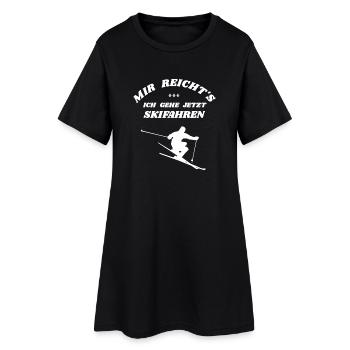 Skifahren Skifahrer T-Shirt Geschenk - Frauen T-Shirt-Kleid - Schwarz - Vorne