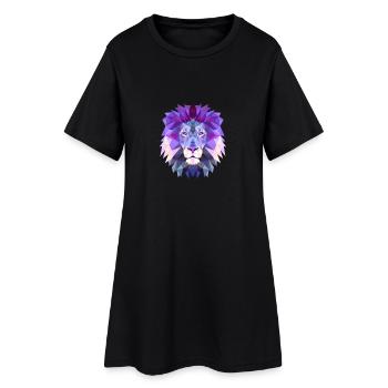 lion Löwen Löwenkopf polygon König Tier sternzeich - Frauen T-Shirt-Kleid - Schwarz - Vorne