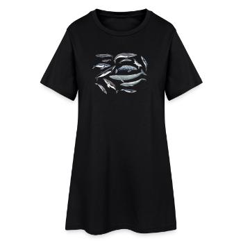 Familie Wale - Whale Familie - Baleines - Frauen T-Shirt-Kleid - Schwarz - Vorne