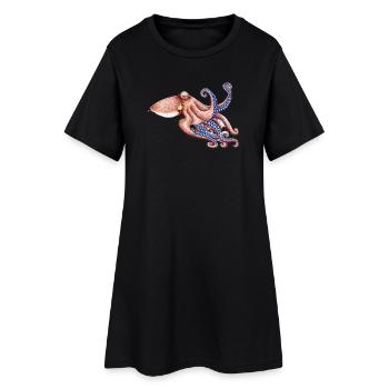 Bleu Octopus - poulpe bleu - bleu Poulpe - Robe T-shirt Femme - noir - Devant