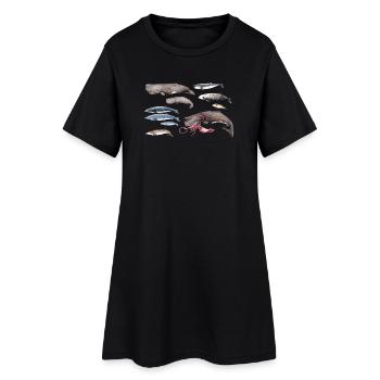 Pottwale und Schnabelwal - Pottwale & Schnabelwal - Frauen T-Shirt-Kleid - Schwarz - Vorne