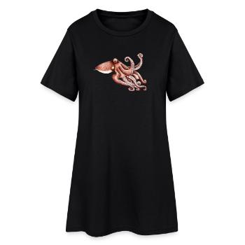 Octopus - Octopus vulgaris - Octopus Poulpe Pieuvre - Frauen T-Shirt-Kleid - Schwarz - Vorne