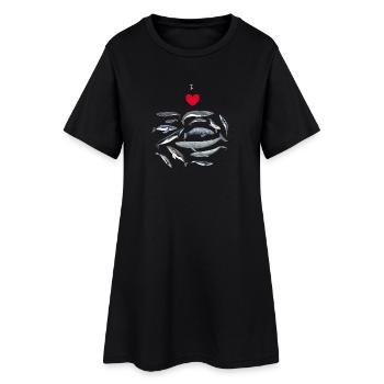Wale lieben - Ich liebe Wale - Baleines - Frauen T-Shirt-Kleid - Schwarz - Vorne