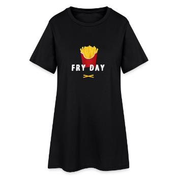 pommes fry fast food french fries freitag nerd LOl - Women’s T-Shirt Dress - black - Front