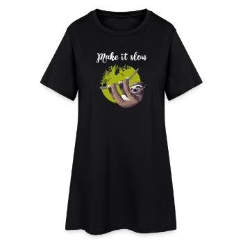 sloth make it slow paresseux nerd pc chillen - Robe T-shirt Femme - noir - Devant
