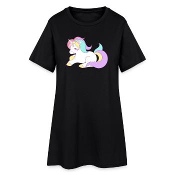 Einhorn - Frauen T-Shirt-Kleid - Schwarz - Vorne