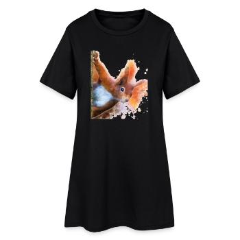 Eichhörnchen Aquarelldesign - Frauen T-Shirt-Kleid - Schwarz - Vorne