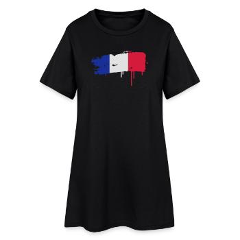 Un drapeau français peint avec un coup de pinceau - Robe T-shirt Femme - noir - Devant