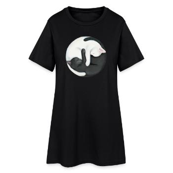 Yin Yang Balancing Cats - Women’s T-Shirt Dress - black - Front