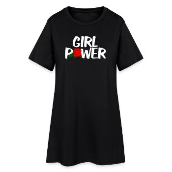 Girl Power Rose Typografie - Frauen T-Shirt-Kleid - Schwarz - Vorne