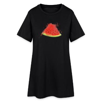 Melone - Wassermelone - Frauen T-Shirt-Kleid - Schwarz - Vorne