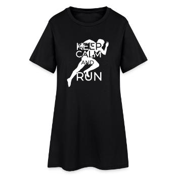 Running Motif with Quote - Women’s T-Shirt Dress - black - Front