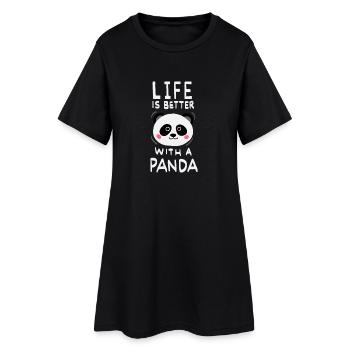 Life Is Better With A Panda - Frauen T-Shirt-Kleid - Schwarz - Vorne