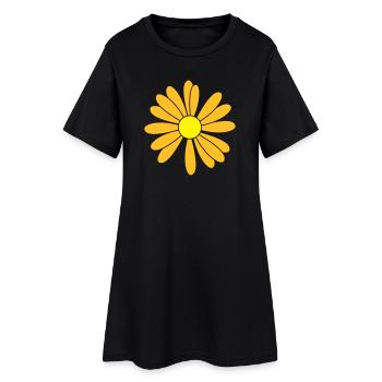 Flowers patch - Women’s T-Shirt Dress - black - Front