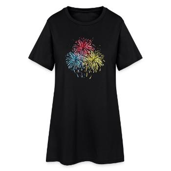 Feux d'artifice en trois couleurs - Robe T-shirt Femme - noir - Devant