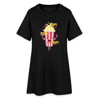 Popcorn Knabberzeug Kino Couch Fast Food Chips - Frauen T-Shirt-Kleid - Schwarz - Vorne