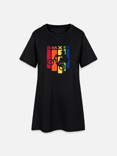 Silhouette de cascades arc-en-ciel BMX - Robe T-shirt Femme - noir