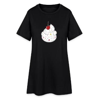 Cream cherry - Women’s T-Shirt Dress - black - Front