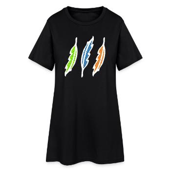Plumes coloré illustration boho - Robe T-shirt Femme - noir - Devant