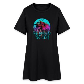 L’été, Emmène-moi à la plage - Robe T-shirt Femme - noir - Devant