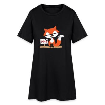 Children's motive: clever fox calculates - Women’s T-Shirt Dress - black - Front