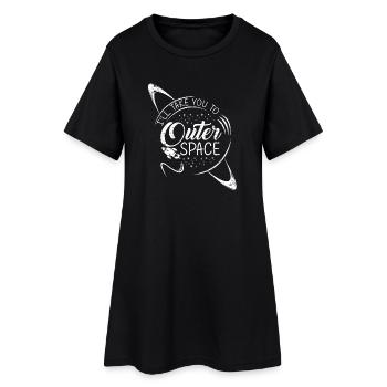 Espace spatial spatial fusée planètes en apesanteur - Robe T-shirt Femme - noir - Devant