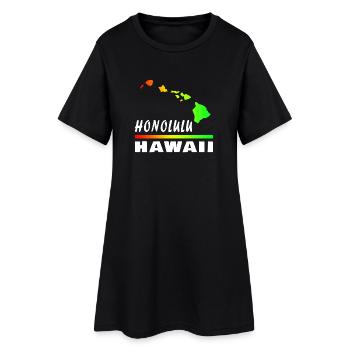 Hawaii Honolulu mit Karte / Geschenk Landkarte - Frauen T-Shirt-Kleid - Schwarz - Vorne