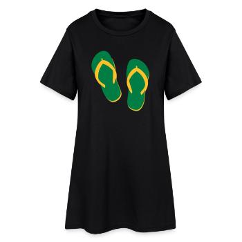 Tongs d’été – Ambiance plage et vacances - Robe T-shirt Femme - noir - Devant