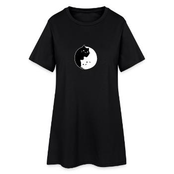 Katze Karma - Frauen T-Shirt-Kleid - Schwarz - Vorne