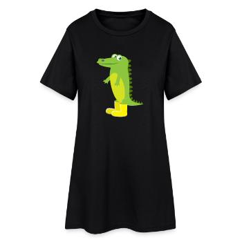 Child motif animal shirt green crocodile gift idea - Women’s T-Shirt Dress - black - Front