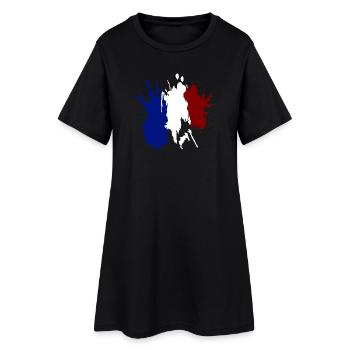 Drapeau Tricolore France - Robe T-shirt Femme - noir - Devant