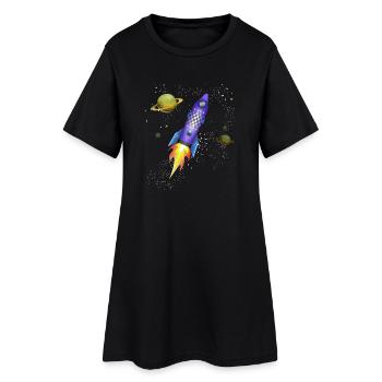 Fusée dans l'espace - Robe T-shirt Femme - noir - Devant