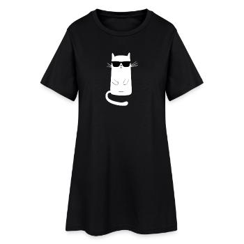 chat cool | reste calme - Robe T-shirt Femme - noir - Devant
