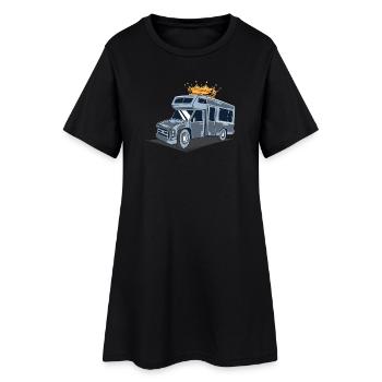 Camping-car / Caravane / Camping - Robe T-shirt Femme - noir - Devant