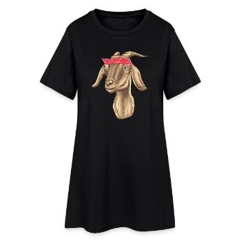 Ziege mit Bandana - Frauen T-Shirt-Kleid - Schwarz - Vorne