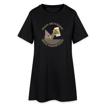 Hoch Die Hand Sloth Wochenende - Frauen T-Shirt-Kleid - Schwarz - Vorne