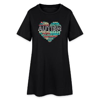 Cœur Puzzle Autisme Chemise - Robe T-shirt Femme - noir - Devant