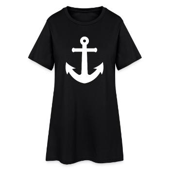 Anchor Design T-shirt. Classic white anchor - Women’s T-Shirt Dress - black - Front