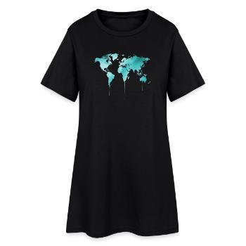 carte du monde - Robe T-shirt Femme - noir - Devant