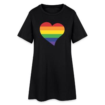 Regenbogenherz - Frauen T-Shirt-Kleid - Schwarz - Vorne