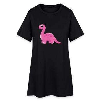 Dino rose dessin animé Dino câlin - Robe T-shirt Femme - noir - Devant