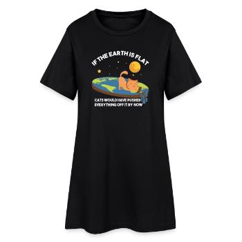 Flat Earth Cat Satire - Women’s T-Shirt Dress - black - Front
