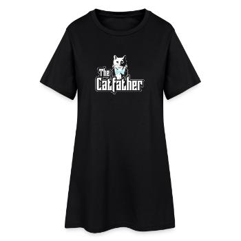 The Catfather Katze - Lustiges Design - Frauen T-Shirt-Kleid - Schwarz - Vorne