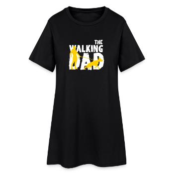 Père promeneur et chien - Robe T-shirt Femme - noir - Devant