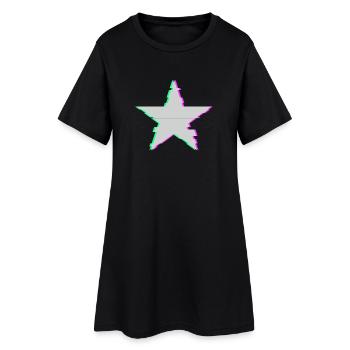 Glitch Star Gray Minimalist Cyber Aesthetic Shirt - Women’s T-Shirt Dress - black - Front