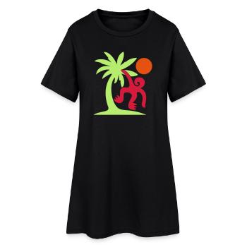 Affe Palme Sonne - Frauen T-Shirt-Kleid - Schwarz - Vorne