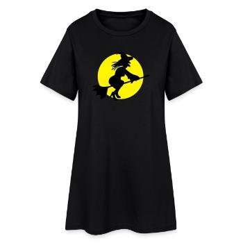 Fliegende Hexe - Frauen T-Shirt-Kleid - Schwarz - Vorne